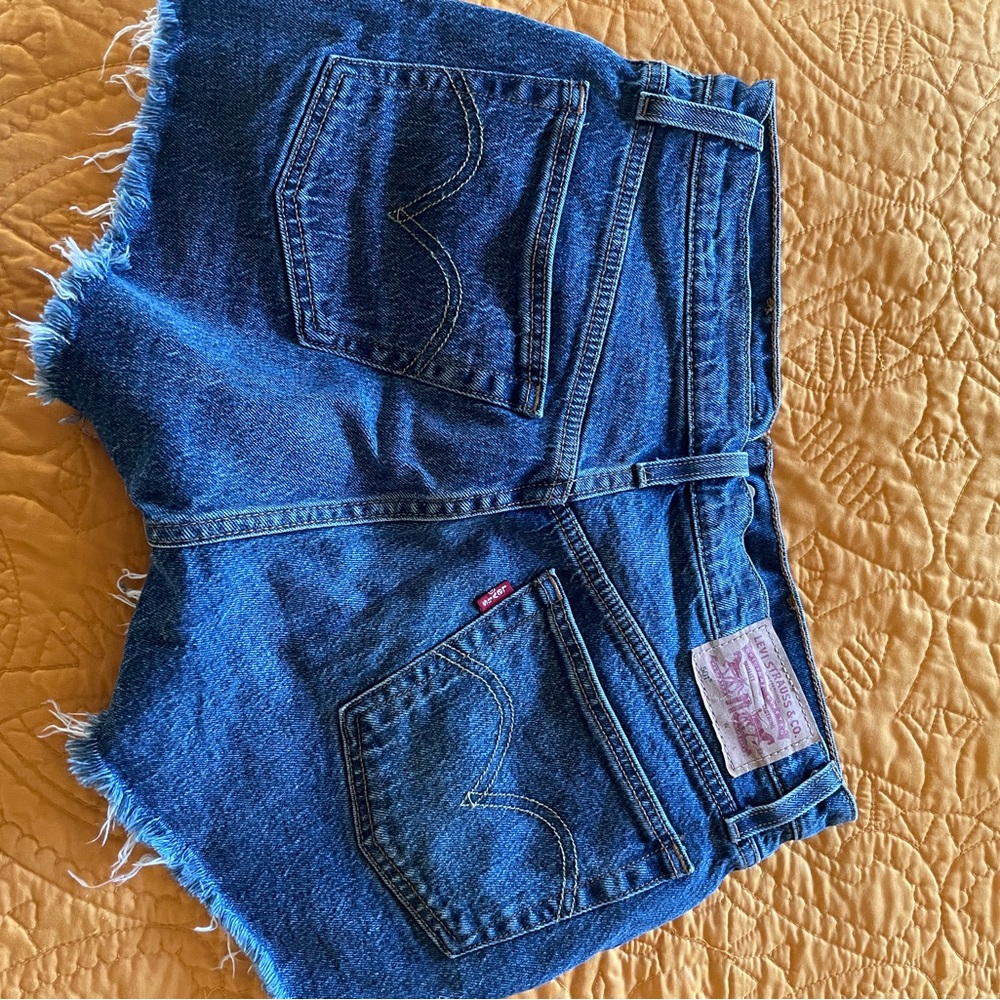 Levi's Blue High-Waist Denim Cutoff Shorts